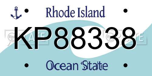 KP88338 Rhode Island License Plate