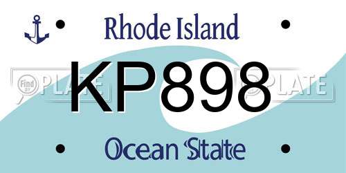 KP898 Rhode Island License Plate