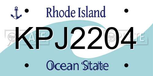KPJ2204 Rhode Island License Plate