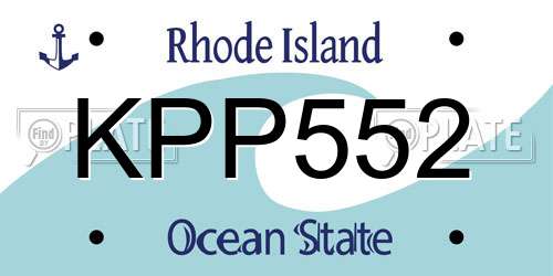 KPP552 Rhode Island License Plate