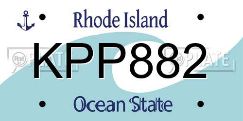 KPP882 Rhode Island License Plate