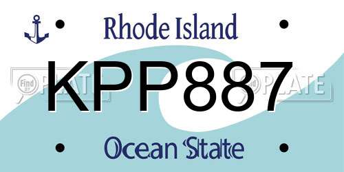 KPP887 Rhode Island License Plate