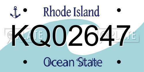 KQ02647 Rhode Island License Plate