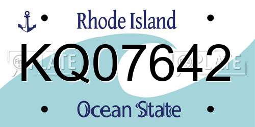 KQ07642 Rhode Island License Plate