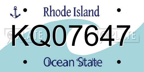 KQ07647 Rhode Island License Plate