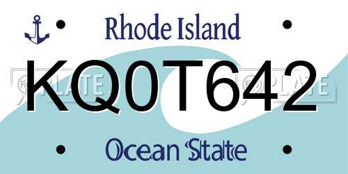 KQ0T642 Rhode Island License Plate