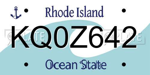 KQ0Z642 Rhode Island License Plate