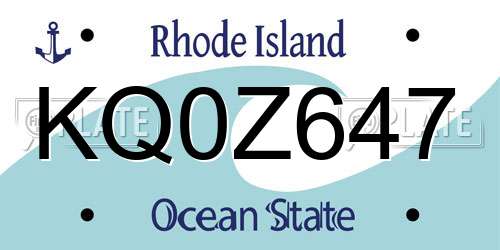 KQ0Z647 Rhode Island License Plate