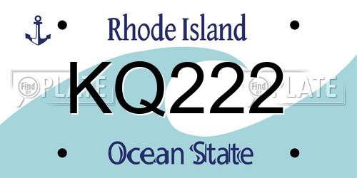 KQ222 Rhode Island License Plate