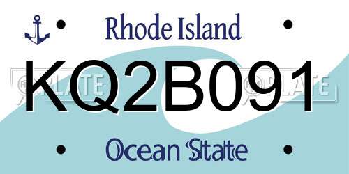 KQ2B091 Rhode Island License Plate
