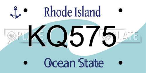 KQ575 Rhode Island License Plate