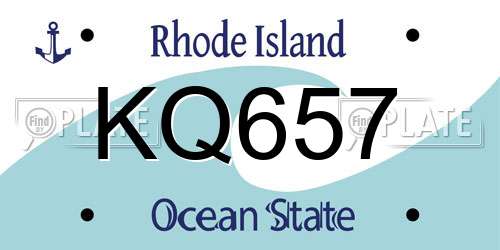 KQ657 Rhode Island License Plate
