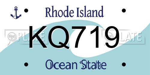 KQ719 Rhode Island License Plate