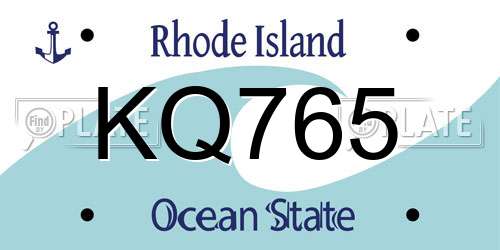 KQ765 Rhode Island License Plate