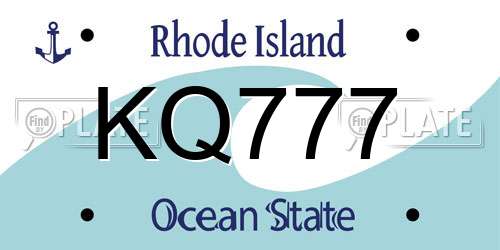 KQ777 Rhode Island License Plate