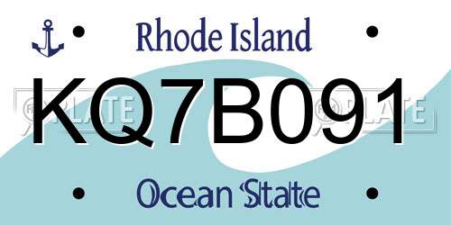 KQ7B091 Rhode Island License Plate
