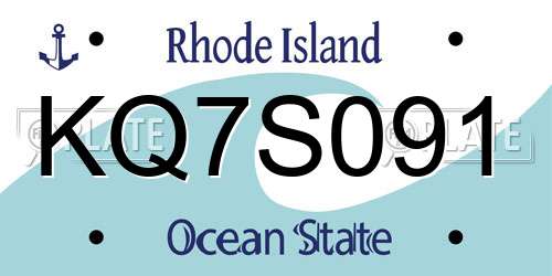 KQ7S091 Rhode Island License Plate