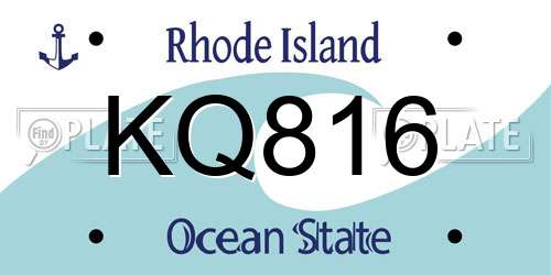 KQ816 Rhode Island License Plate