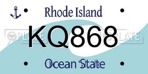KQ868 Rhode Island License Plate