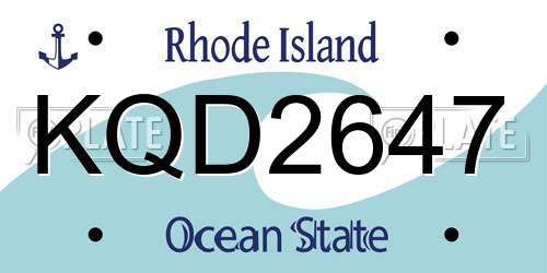 KQD2647 Rhode Island License Plate
