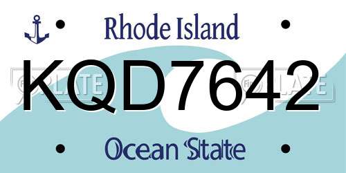 KQD7642 Rhode Island License Plate