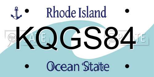 KQGS84 Rhode Island License Plate