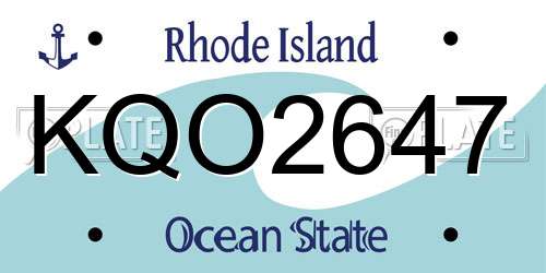 KQO2647 Rhode Island License Plate