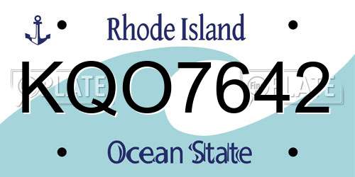 KQO7642 Rhode Island License Plate