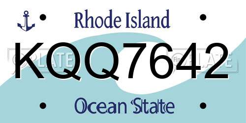 KQQ7642 Rhode Island License Plate