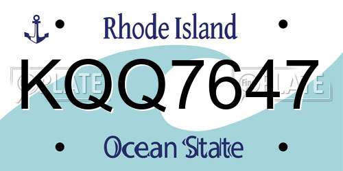 KQQ7647 Rhode Island License Plate