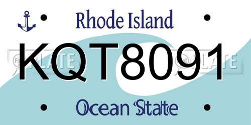 KQT8091 Rhode Island License Plate