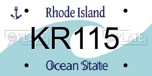 KR115 Rhode Island License Plate