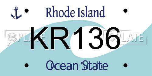 KR136 Rhode Island License Plate