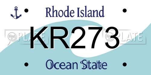 KR273 Rhode Island License Plate