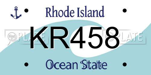 KR458 Rhode Island License Plate