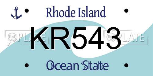 KR543 Rhode Island License Plate