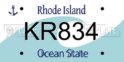 KR834 Rhode Island License Plate