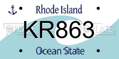 KR863 Rhode Island License Plate