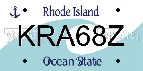 KRA68Z Rhode Island License Plate