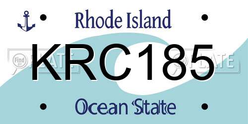 KRC185 Rhode Island License Plate