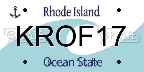 KROF17 Rhode Island License Plate