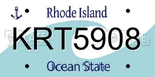 KRT5908 Rhode Island License Plate