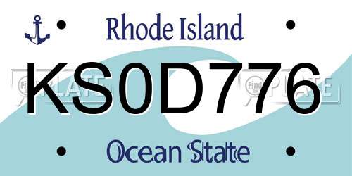 KS0D776 Rhode Island License Plate