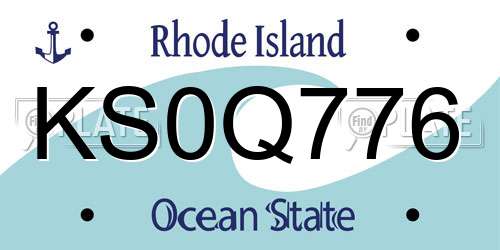 KS0Q776 Rhode Island License Plate