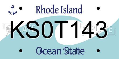 KS0T143 Rhode Island License Plate