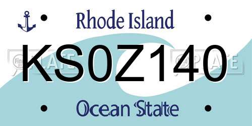 KS0Z140 Rhode Island License Plate