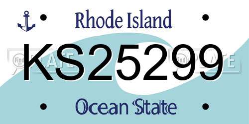 KS25299 Rhode Island License Plate