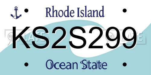 KS2S299 Rhode Island License Plate