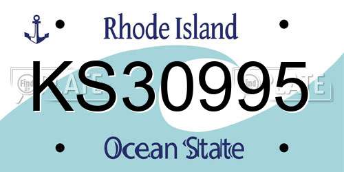 KS30995 Rhode Island License Plate