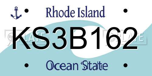 KS3B162 Rhode Island License Plate